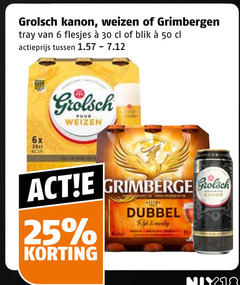  grolsch grimbergen speciaalbieren 6 25 30 50 kanon weizen tray blik actieprijs 6x all min puur user vers dubbel 