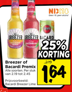  bacardi mixdrank 18 25 breezer nix18 alcohol passionfruit mango watermelon premix soorten stuk lime 