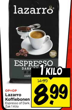  lazarro koffiebonen 1 metal espresso dark zak kilo 