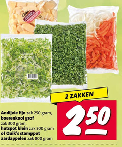  2 250 300 500 quiksilver andijvie fijn zak boerenkool grof hutspot klein stamppot aardappelen zakken 
