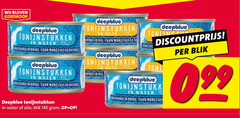  99 deepblue tonijnstukken water chunks brine thon morceaux naturel olie oil tena discountprijs blik tina 