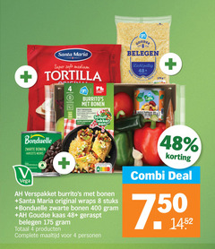  4 8 48 400 santa maria super soft medium tortilla bonen belegen schuif gouds pittig mais bonduelle zwarte haricots noirs vega verspakket original wraps stuks goudse kaas geraspt maaltijd personen combi deal 