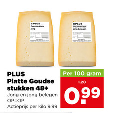  kaas 100 goudse jong belegen platte stukken 48 actieprijs kilo 99 