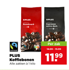  plus huismerk koffiebonen 1 roodmerk espresso dark zak fairtrade zakken kilo 