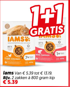  iams kattenvoer 1 2 nutrition your fresh chicken advanced 7 years with salmon 800g lams zakken kip 