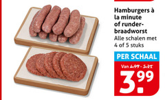  4 5 hamburgers la runder braadworst schalen stuks schaal 