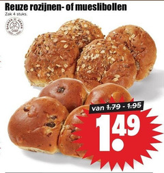 mueslibolletjes 4 rozijnen mueslibollen zak stuks 