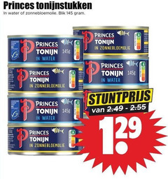  princes tonijn in blik tonijnstukken water zonnebloemolie 