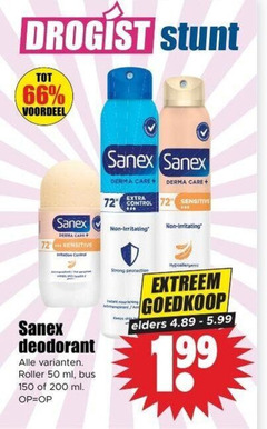  sanex deodorant 50 150 200 droge voordeel derma care sensitive control roller ml bus strong protection transparant am extreem elders 5.99 