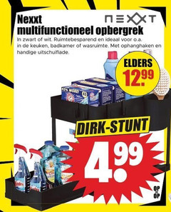  45 nexxt opbergrek zwart wit ruimtebesparend o.a. keuken badkamer wasruimte ophanghaken uitschuiflade elders 
