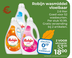  robijn wasmiddel 2 vloeibaar liter wasbeurten stuk verzending artikelen wasbeurt 18 