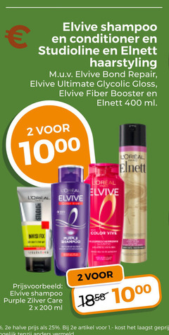  2 25 200 400 1000 elvive shampoo conditioner studioline elnett haarstyling bond repair ultimate gloss booster ml 10 loreal purple zilver care 2e halve artikel vermeld 