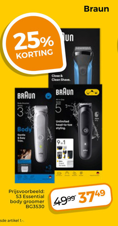  braun elektrisch scheerapparaat 3 5 25 body close clean shave unlimited artikel essential groomer 