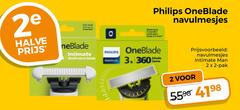  2 360 2e halve intimate skinprotect philips oneblade navulmesjes 3x man pak 