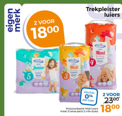  trekpleister huismerk luiers luierbroekjes 2 3 4 5 64 1800 merk junior midi maxi luier maat pack stuks 18 