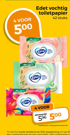 edet vochtig toiletpapier 1 2 4 33 42 50 500 stuks almond milk natural vera limited edition combinatie combinaties 