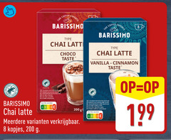  barissimo thee 8 200 coffee experts chai choco taste people latte cocos two r avec saveur chocolat dl chocoladesmaak sabor chocolate nutri score meerdere kopjes vanilla cinnamon vanille canelle gearomatiseerd 