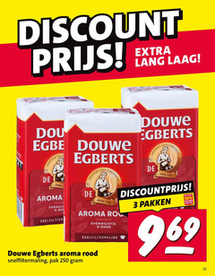  douwe egberts koffie 1 3 10 25 250 discount lang laag meester joure aroma snelfilter discountprijs roc evenwichtig rond snelfiltermaling rood pakken pak 