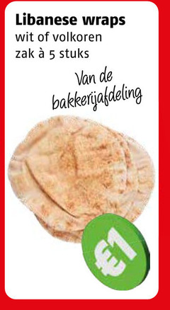  5 wraps wit volkoren zak stuks bakkerijafdeling 