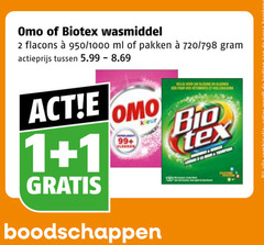  1 2 omo biotex wasmiddel 950 1000 ml pakken 720 actieprijs 5.99 99 kleur bio 