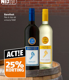  barefoot rode wijn witte 25 750 nix18 roken drinken fles ml actieprijs la merlot pinot grigio 