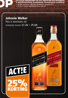  johnnie walker whisky 12 18 25 borrelshop pagina bad hurdegaryp vlieland jaar alcohol kansspelen legitimatie fles 700 1000 ml actieprijs black label red john 