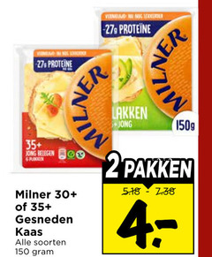  milner kaasplakken 2 6 27 150 279 proteine 35 jong belegen 30 gesneden kaas soorten lakken pakken 