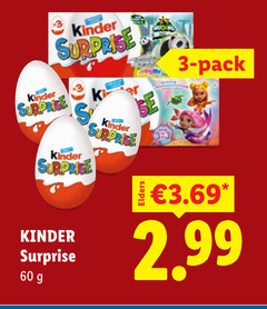  kinder chocolade surprise ei 3 60 pack 