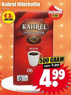  kahrel koffie 3 500 filterkoffie pak kop snelfiltermaling rood nutri score 06 sterkte 