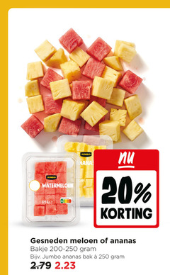  ananas meloen 20 225 250 jumbo watermeloen nutri score ge gesneden bakje bak 