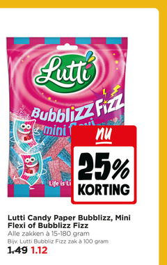  lutti snoep 25 100 mini life candy paper flexi zakken zak 