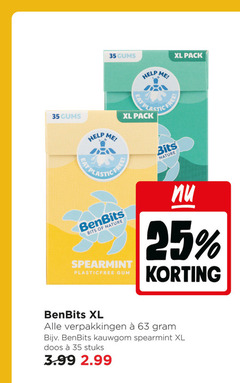  benbits kauwgom 25 35 gums help xl pack free bits nature spearmint gum doos stuks 3.99 