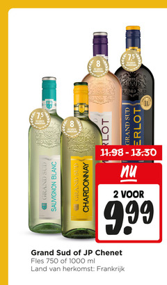  grand sud jp chenet rode wijn witte 2 8 750 1000 7 5 hamersma sauvignon blanc chardonnay rand merlot fles ml land frankrijk 
