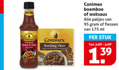  conimex boemboe woksaus wok sweet sour zoet zuur rendang vlees light pittig gestoord rundvlees flessen ml stuk 
