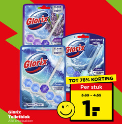  glorix toiletblok clean fresh lavendel hygiene anti kalk enkelpakken ocean lasting blauw water stuk 