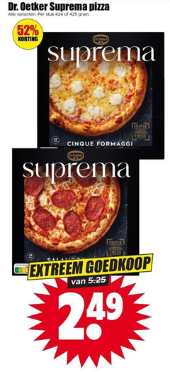  dr oetker diepvriespizza dr. pizza stuk formaggi dr.oetker triple nutri score salat extreem 