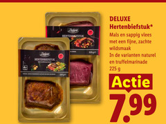  225 hertenbiefstuk ge sappig vlees fijne zachte wildsmaak naturel truffelmarinade 