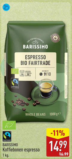  barissimo koffiebonen 1 1000 fairtrade coffee experts espresso bio quality 9 10 intensity whole beans ge 