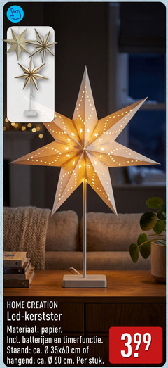  60 home creation led kerstster materiaal papier batterijen timerfunctie staand ca. cm hangend stuk 