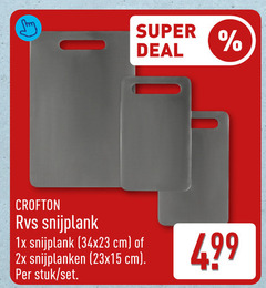 super deal rvs snijplank 1x cm 2x snijplanken 23x15 stuk 
