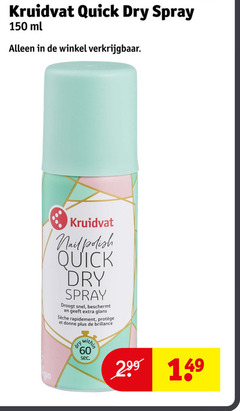  kruidvat huismerk nagellak 150 quick dry spray ml nail polish droogt beschermt glans rapidement brillance within 