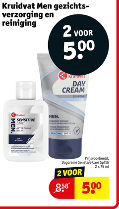  2 15 500 kruidvat men gezichts verzorging reiniging day cream sensitive care after shave alcohol hydrateert intensief huid aide la peau geschoren apaisant le rasage dagcreme spf15 ml 