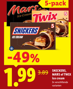  snickers twix mars ijsrepen 5 pack ice cream 