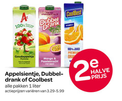  appelsientje coolbest dubbeldrank fruitdrank vruchtensap 1 100 puur sap dubbel drank goudappeltje mango pakken liter varieeren juice halve 