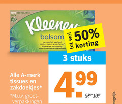  kleenex zakdoeken tissues 3 50 100 recyclable pack balsem le apaisant gros verzachting zwaarste verkoudheid merk zakdoekjes m.u.v stuks 