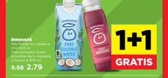  1 2 100 300 innocent flessen pakken ml super smoothie berry energise coconut water extreme vitamin strawberry apple guarana sugar 