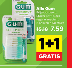 g.u.m. tandenstokers 1 2 50 sunstar gul soft picks original fluoride fluor gum stoker regular medium pakken stuks 
