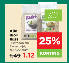  bio plus rijst 25 400 out biologische basmatirijst zak 