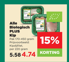  plus huismerk kipfilet kipdijfilet 15 biologisch kip pak 