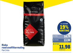  rioba koffie 1 3 8 19 rood snelfiltermaling pak kilo coffee melange filter arabica robusta stuk stuks v.a. 